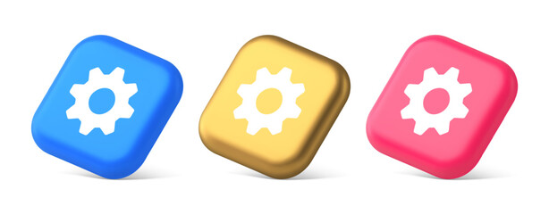 Cog gear button web technology setting repair business interface 3d realistic isometric icon