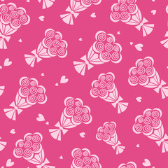 Abstract pattern with a bouquet of flowers. Gift packaging, festive. Stylized flowers. Vector seamless pattern for wedding, birthday, International Women's Day.