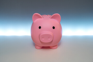 Pink Piggy Bank with Backlit Wall