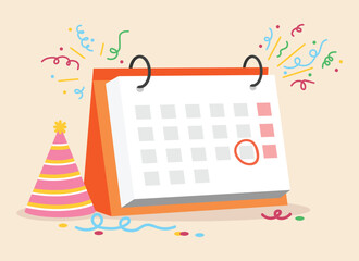 illustration, an important day has arrived, marked on the calendar, a birthday or some other holiday