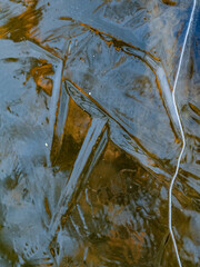 Eisflächen und bizarre Formen an einem zugefrorenen See