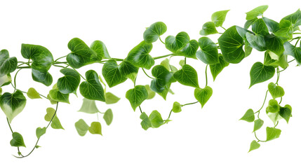 Twisted jungle vine lianas with heart-shaped green leaves, ideal for Valentine's Day design elements or decorations. - obrazy, fototapety, plakaty