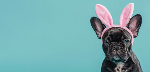 Easter Elegance: French Bulldog Dressed as a Bunny