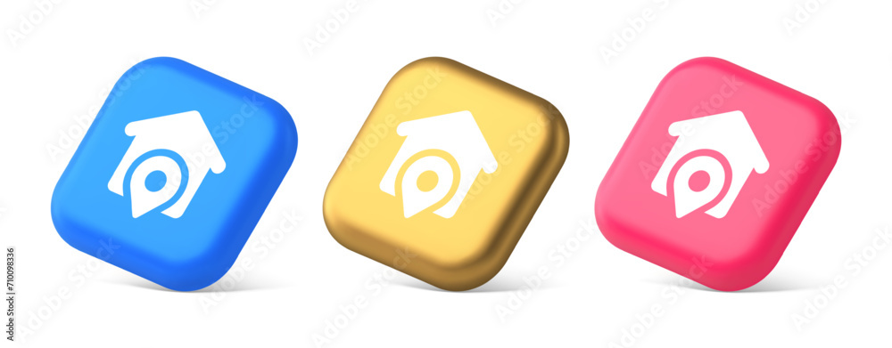 Poster house location gps route button distance navigation map pin pointer address direction 3d isometric i