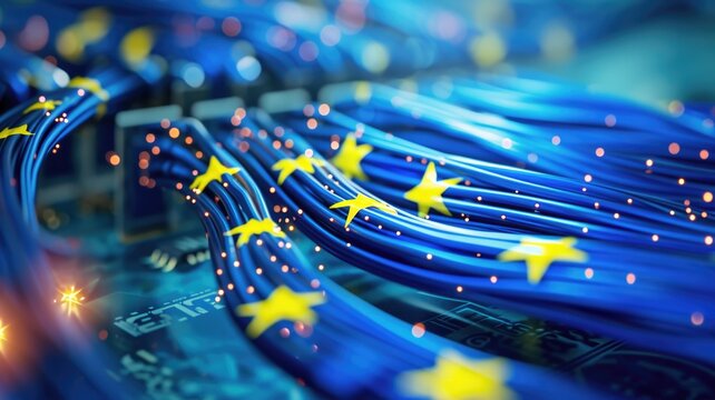 wired mobile networks gracefully crisscross Europe illustrating seamless connectivity and the network's expansive reach