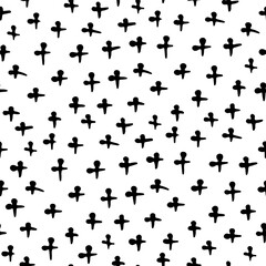 Seamless pattern with hand drawn the cross shaped. Vector illustration.