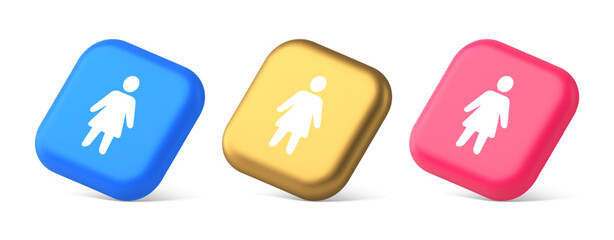 Woman silhouette staff member unrecognizable person button user profile interface 3d isometric icon