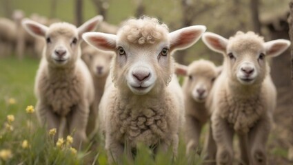 Fototapeta premium sheep and lambs