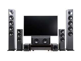 a large speakers and a television