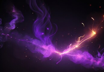 Dark abstract bokeh background, magic smoke and sparks, neon

