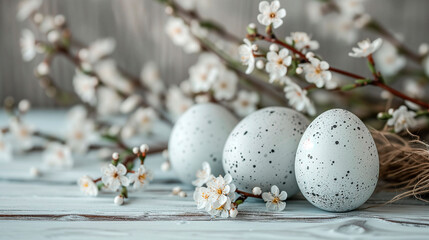 easter eggs on a wooden background