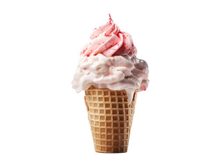 a pink and white ice cream cone