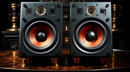 A set of professional studio monitors positioned on speaker stands, delivering accurate and precise sound reproduction