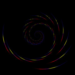 Detailed twirl, spiral element. whirligig effect. Circular, rotating burst lines. Whirl radial spokes. Coil, twirl abstract shape