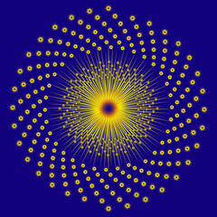 Abstract fractal golden background with crossing circles and ovals. disco lights background.