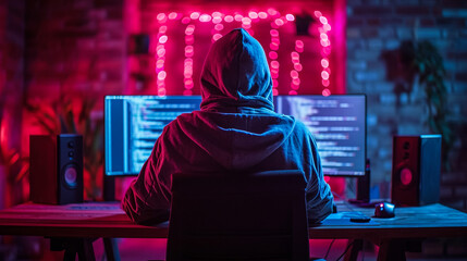 dark web hooded hacker cyber war concept