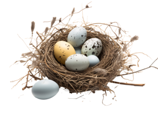 a nest with eggs in it