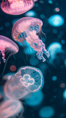 Jellyfish in the ocean. Underwater world. 
