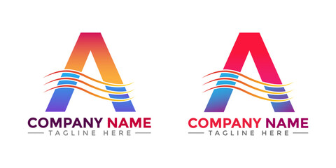 colorful A shape letter logo vector