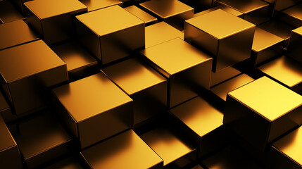 Abstract gold cubes background