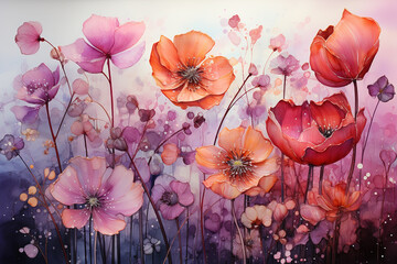 Flowers in the style of atmospheric watercolour.