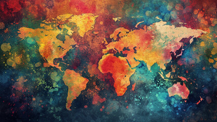 Obraz na płótnie Canvas Colored art world map