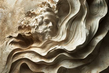 Foto op Canvas mesmerizing relief sculpture emerges from a block of stone © Formoney