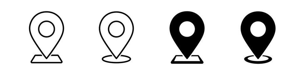 Location point icon set. Map pointer, pin, gps, destination symbol. Vector illustration.   - obrazy, fototapety, plakaty