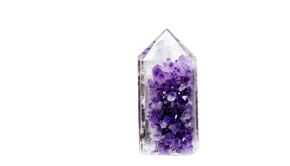 amethyst on a piece isolated on a transparent background.