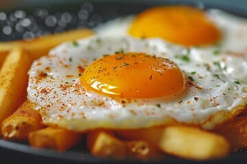 fried eggs with french fries