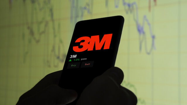 January 15th 2024 Saint Paul, Minnesota. The logo of 3M on the screen of an exchange. 3M price stocks, $MMM on a device.