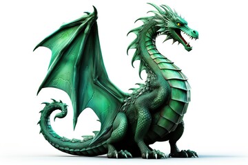 2024 New Year. Green dragon on white background