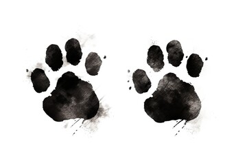 Fototapety  Illustration of black silhouette of a dog paw prints on white background