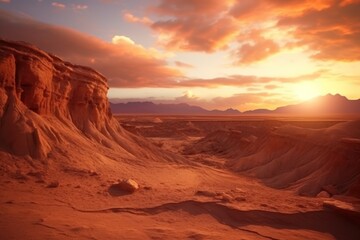 Atacama Desert dramatic volcanic landscape at Sunset Chile South America