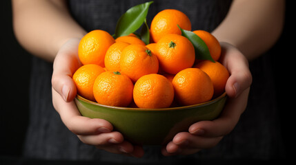 person holding tangerines