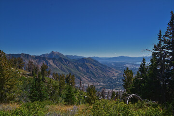 Mt Timpanogos from Lone Peak Jacob’s Ladder hiking trail, Wasatch Rocky Mountains, Utah, United States. 2023