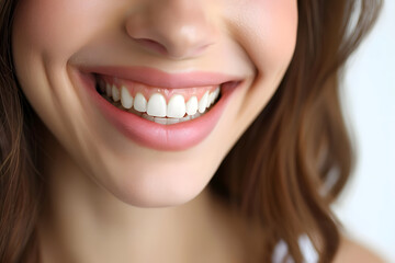 Obraz premium Strahlendes Lächeln der Gesundheit: Ein Bild von strahlend weißen Zähnen vermittelt das Konzept der optimalen Zahngesundheit und ästhetischen Zahnästhetik