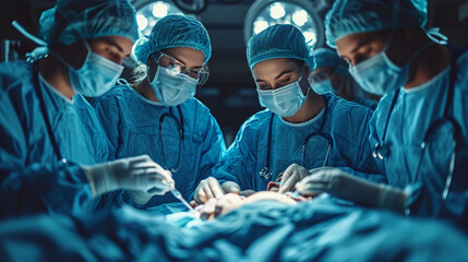 Group of surgeons in the operating room, Hospital, medicine - obrazy, fototapety, plakaty