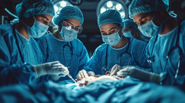 Group Of Surgeons In The Operating Room, Hospital, Medicine