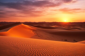 Sunset in the desert Sunset in the desert in Dubai UAE - obrazy, fototapety, plakaty