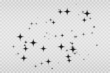 Shooting Star Black. Shooting star with an elegant star trail on a white background. Festive star sprinkles, powder. Vector png.	