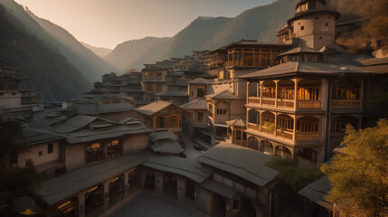 An ancient cityscape nestled in the mountains