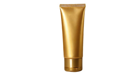 golden tube for cream, gel, lotion, shampoo, shower gel. Isolated on transparent background.