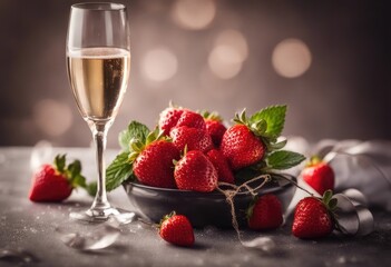 AI generated illustration of Valentine's Day strawberries and champagne