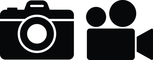 Camera Icon in flat Solid Style set. isolated on transparent background. technology sign, symbol use for photographing, video maker Design Element vector for apps and website - obrazy, fototapety, plakaty