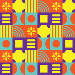 Fototapeta premium Flat square colorful geometric pattern banner and poster design illustration
