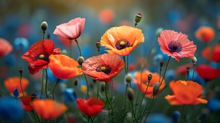 Fototapeta premium Poppy Flowers in the Field.