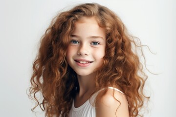 Naklejka premium Portrait of cute girl on white background