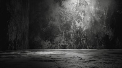 Abstract dark grunge room with concrete wall and floor