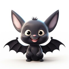 Character cute bat on white background. 3D style.